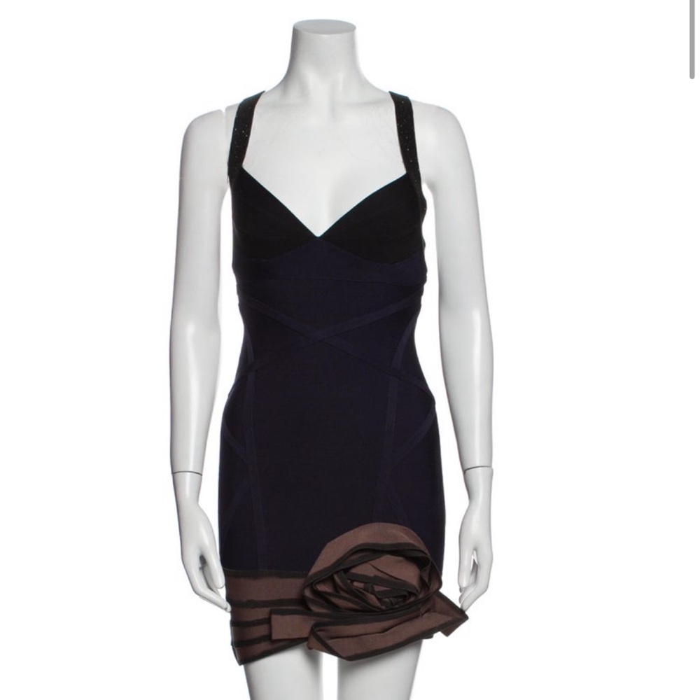 Herve Leger V-Neck Mini Dress New w Tags